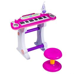 Vaikiškas pianinas - sintezatorius su mikrofonu ir kėdute - rožinis Eco Toys